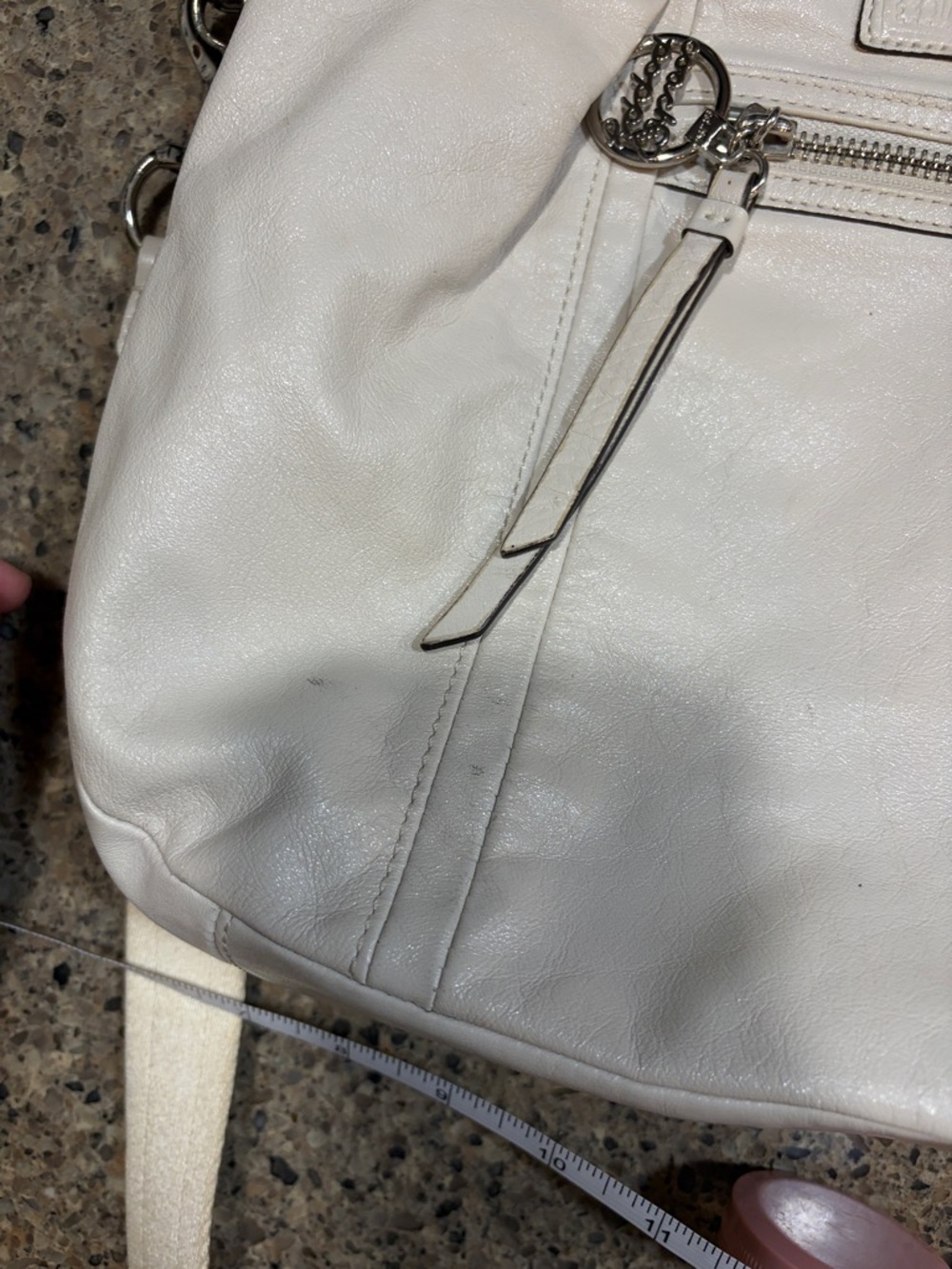 Coach Poppy Pearl Women's Cream Leather Tote Satchel Bag #16283 - Picture 10 of 12